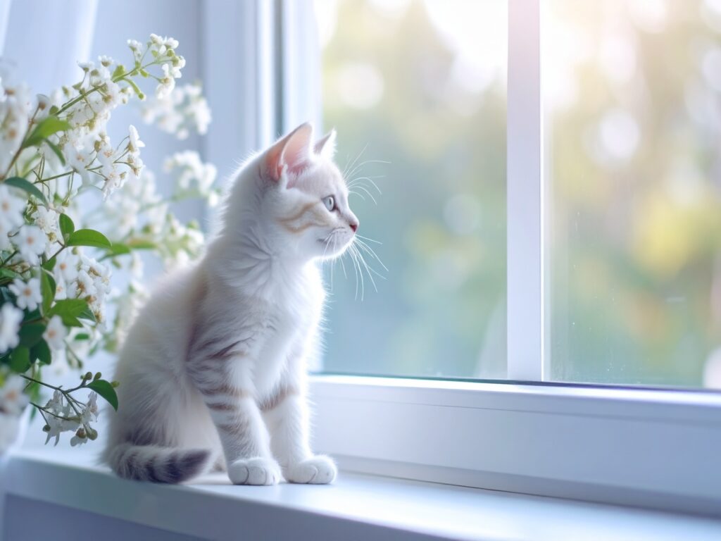 「猫と暮らす家×全館空調の心地よさ」完成内覧会窓際の猫ちゃん｜富士宮市小泉