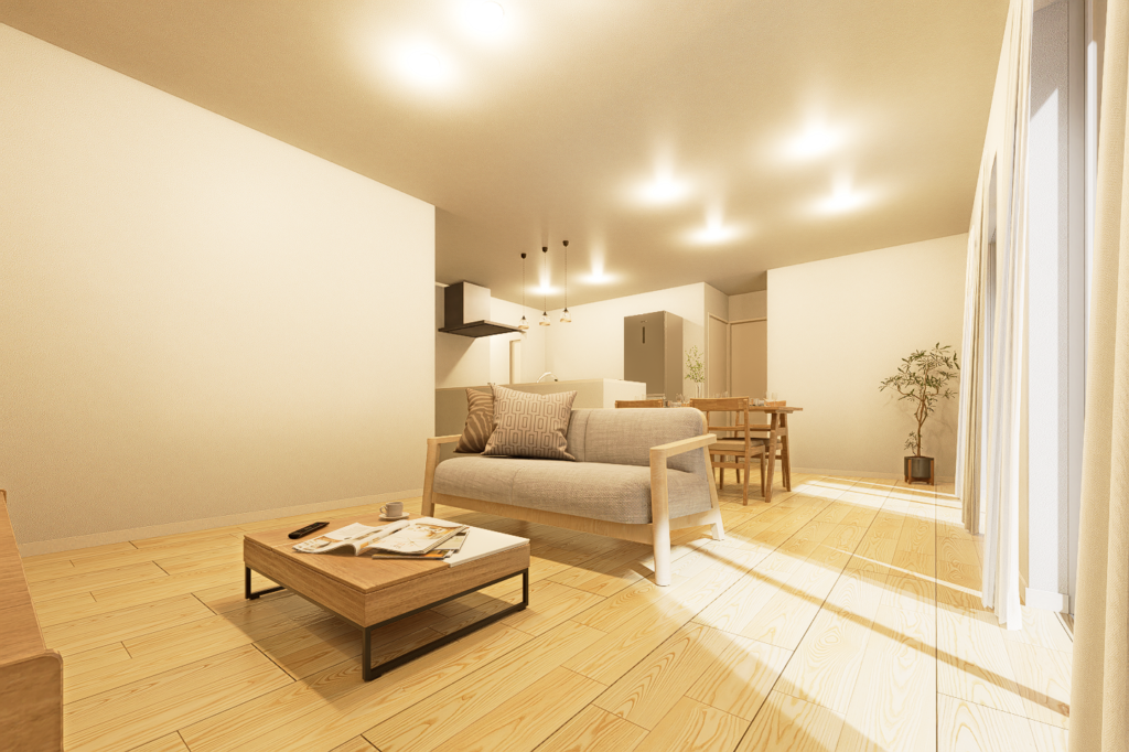 ちょうどいい!駅徒歩5分で心地よく暮らせる約26坪の平屋|モデルハウスリビングGRANDOPEN|イデキョウホーム